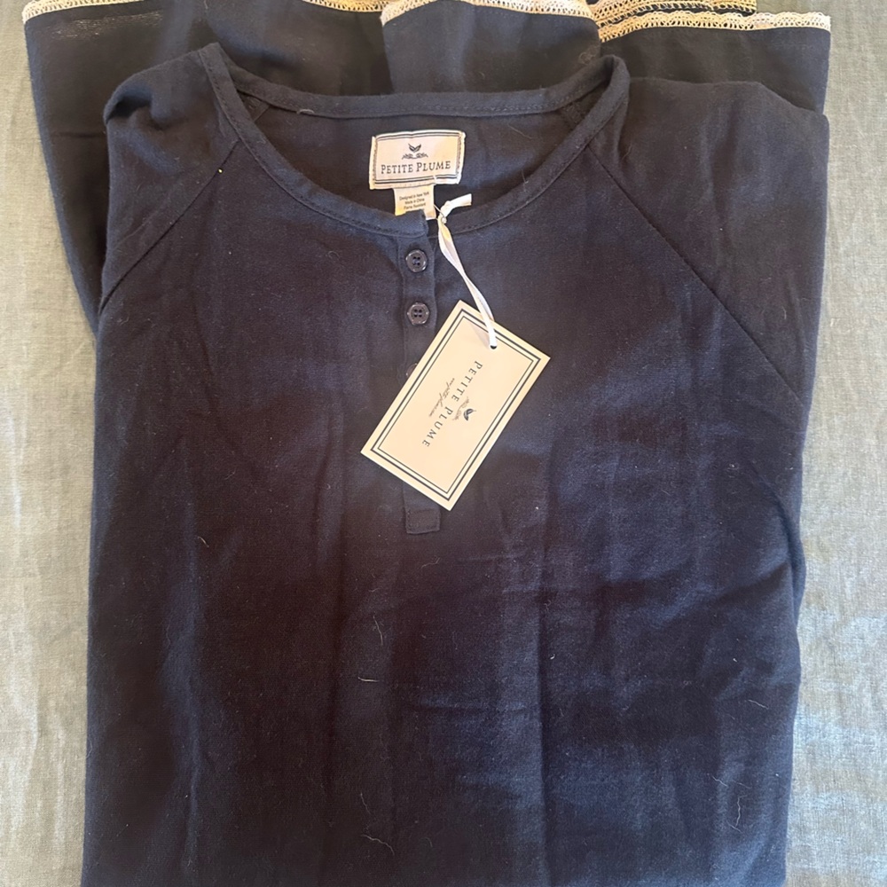 Girls’ Petite Plume Navy Nightgown - Picture 2 of 6